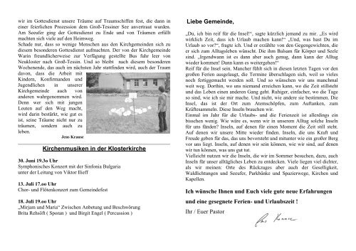 Gemeindebrief Juli - Evangelische Kirchengemeinde Neukloster