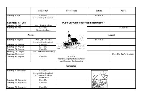 Gemeindebrief Juli - Evangelische Kirchengemeinde Neukloster
