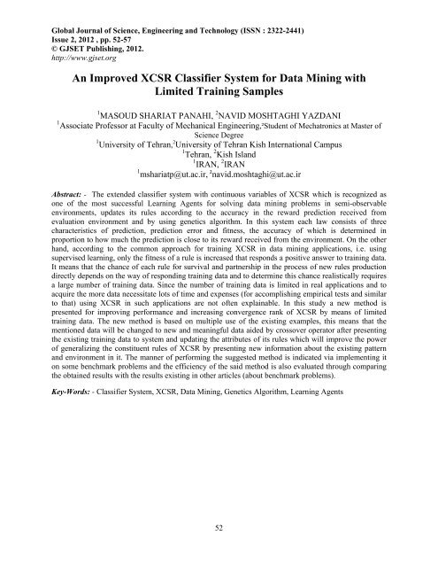 An Improved XCSR Classifier System for Data Mining ... - Gjset.org