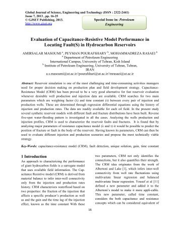 Evaluation of Capacitance-Resistive Model Performance ... - Gjset.org