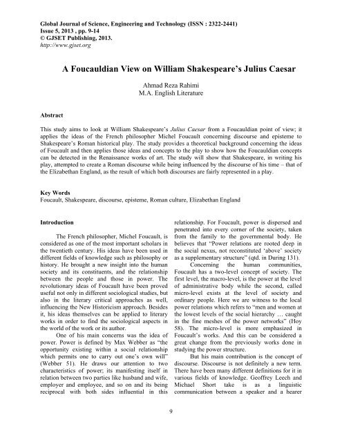A Foucauldian View on William Shakespeare's Julius ... - Gjset.org