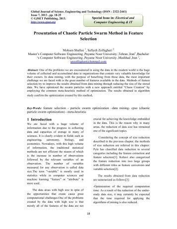 Presentation of Chaotic Particle Swarm Method in ... - Gjset.org