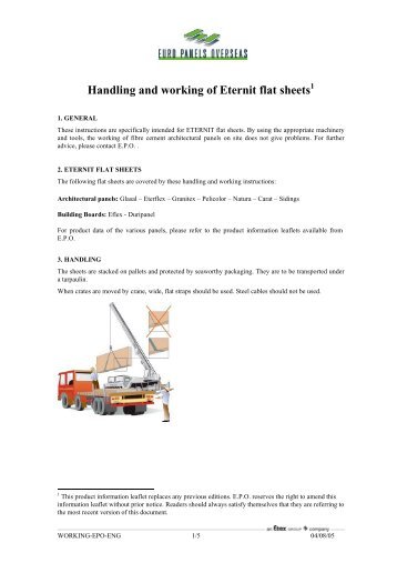 Handling and working of Eternit flat sheets - Fiber Cement Products