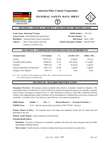 MSDS _SlateScape Xtreme_.pdf - Fiber Cement Products