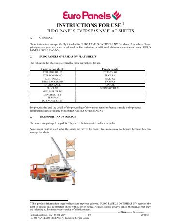 Handling-Use Instructions - Fiber Cement Products