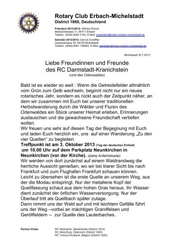 Rotary Club Erbach-Michelstadt Liebe Freundinnen und Freunde ...