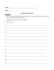 Vocabulary Homework Template