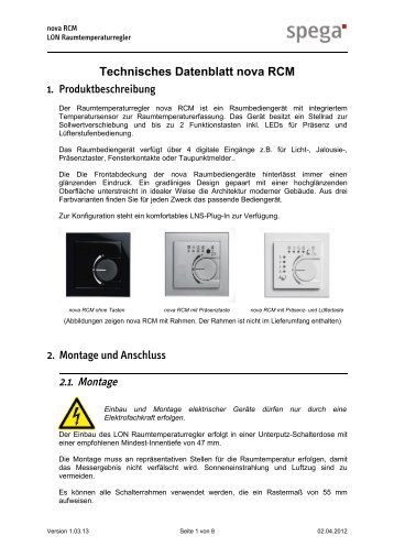 Technisches Datenblatt nova RCM - spega.de