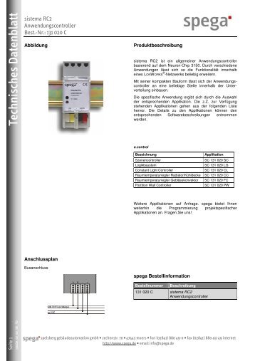 sistema RC2 Technisches Datenblatt - spega.de