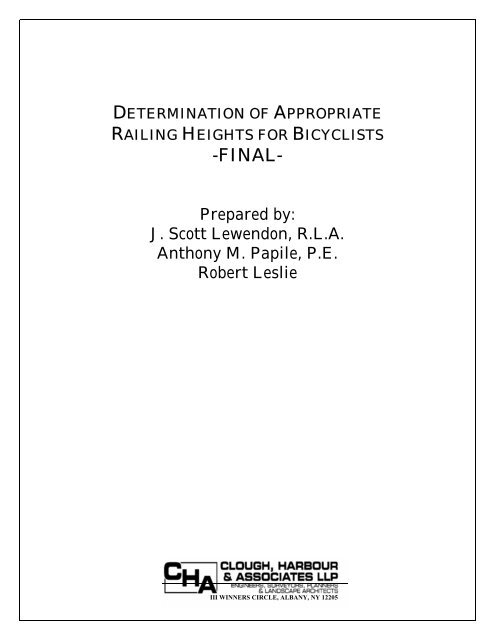 Bicycle Railing Height Report - AASHTO - Subcommittee on Design