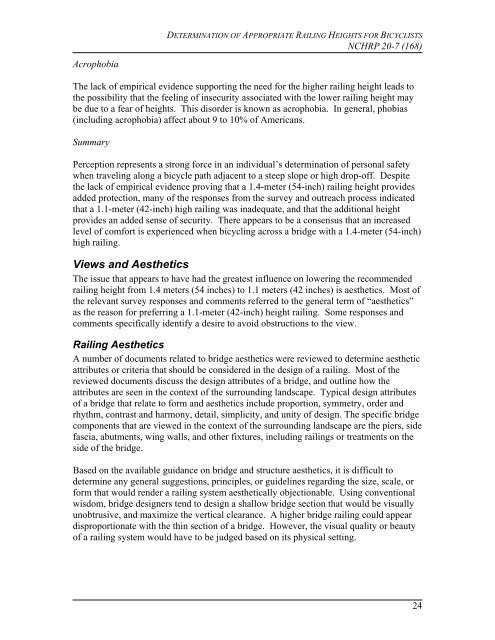 Bicycle Railing Height Report - AASHTO - Subcommittee on Design