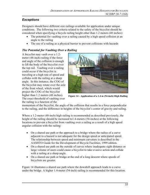 Bicycle Railing Height Report - AASHTO - Subcommittee on Design