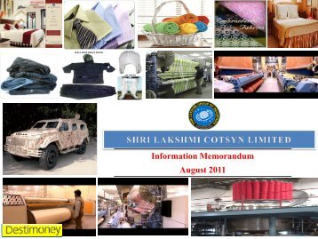Information Memorandum August 2011 - Shri Lakshmi Cotysn, Ltd