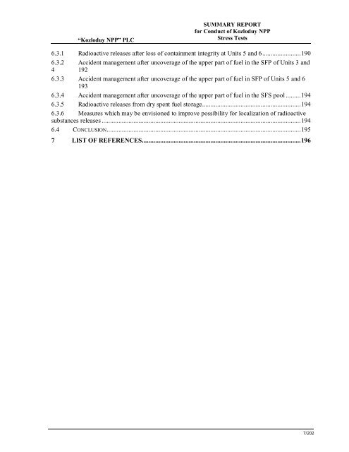 Summary Report for Conduct of Kozloduy NPP Stress Tests
