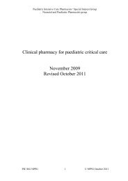 Clinical pharmacy for critical care - Neonatal and Paediatric ...