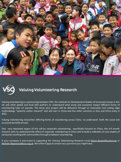 VSO China strategy information sheets
