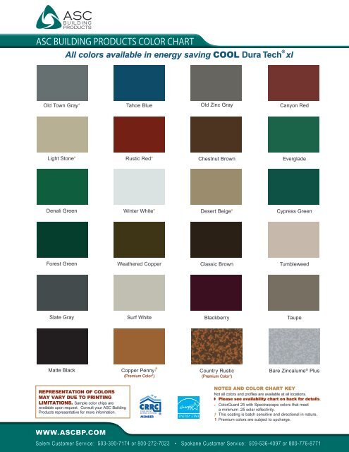Asc Roofing Color Chart