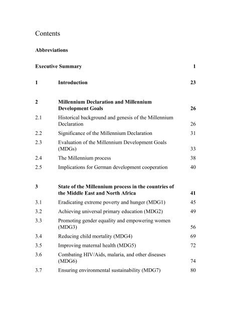 Middle East / North Africa and the Millennium Development Goals ...