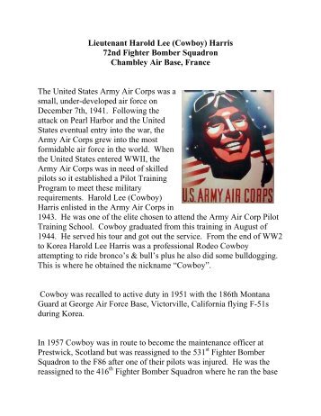 Lieutenant Harold Lee (Cowboy) - Chambley Air Base France Home ...