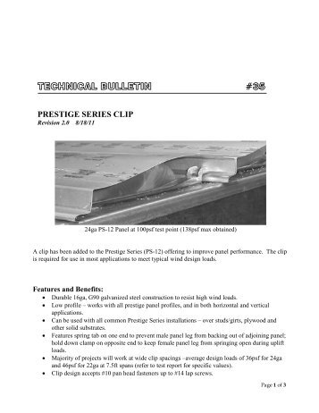PS12 Clip Technical Bulletin - AEP Span
