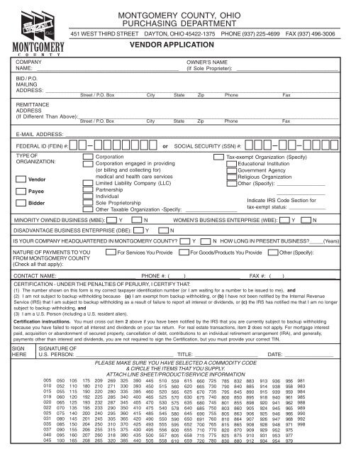 Bid Application - Montgomery County, Ohio