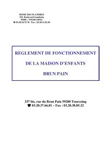 Règlement de fonctionnement Brun-Pain - Le Home des Flandres