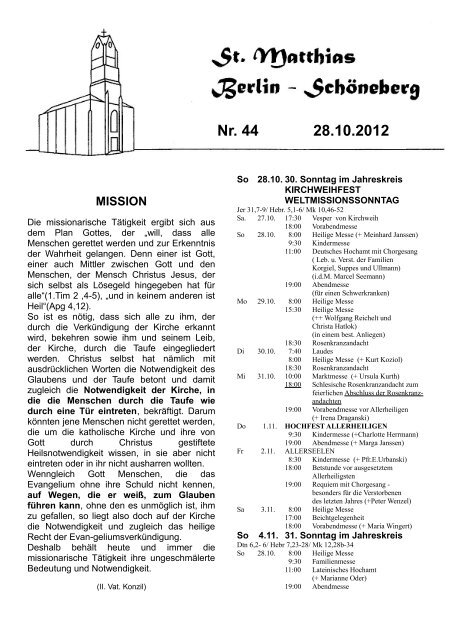 Nr. 44 28.10.2012 MISSION - St. Matthias Berlin