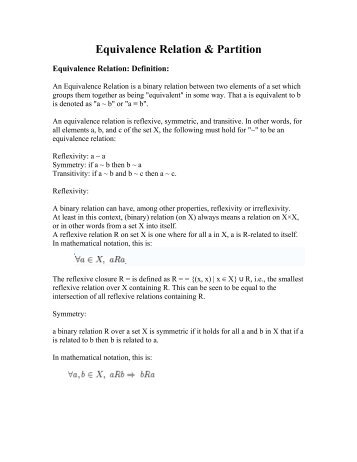 Equivalence Relation & Partition