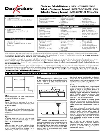 Deckorators Classic and Colonial Baluster Installation Instructions ...