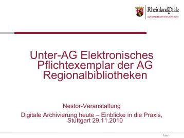 UAG Elektronisches Pflichtexemplar der AG Regionalbibliotheken