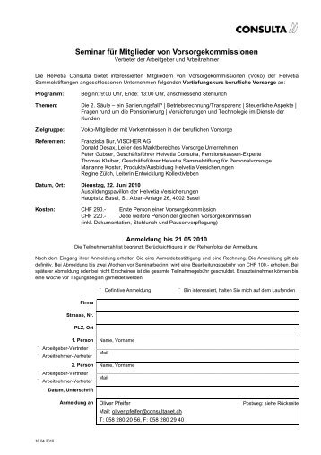 Ausschreibung Voko Seminar 2. Kurs 2010 V2010.04.16 - Vischer