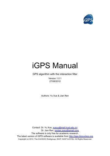 iGPS Manual - iGPS ( Phosphorylation ) - The Cuckoo Workgroup