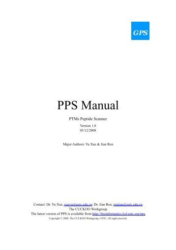 PPS Manual - PTMs Peptide Scanner - The Cuckoo Workgroup