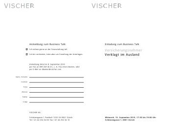 Versicherungsnehmer Verklagt im Ausland - Vischer