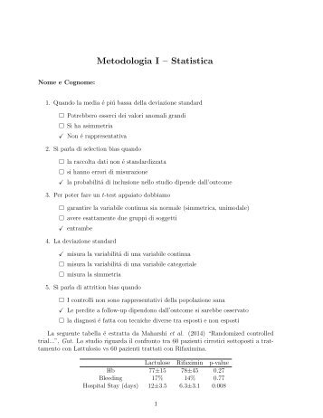 Metodologia I - Statistica
