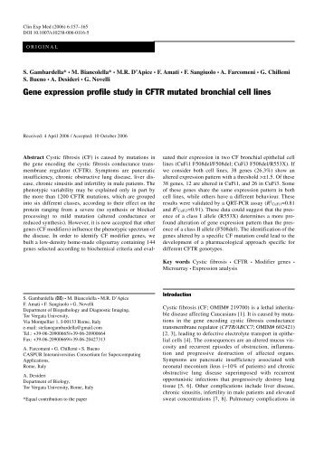 Gene expression profile study in CFTR mutated bronchial cell lines