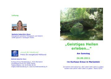 âGeistiges Heilen erlebenâ¦â - Kunst der Wandlung