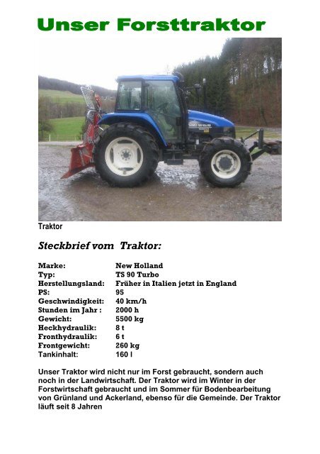 Steckbrief vom Traktor: