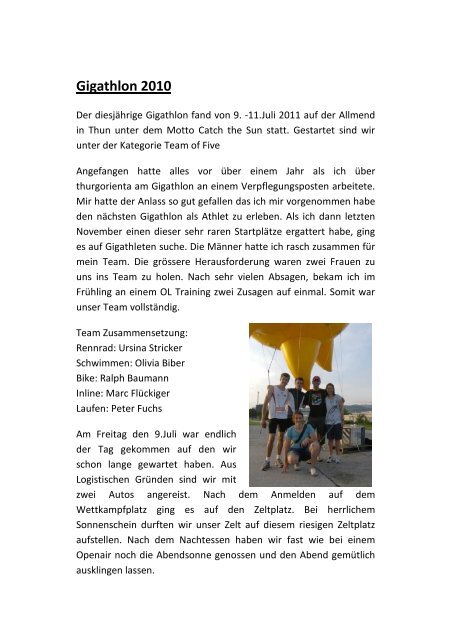 Gigathlon 2010 - STV Illhart-Sonterswil