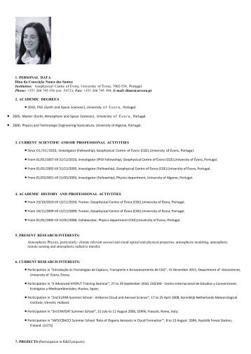 Curriculum Vitae - Centro de GeofÃ­sica de Ãvora - Universidade de ...