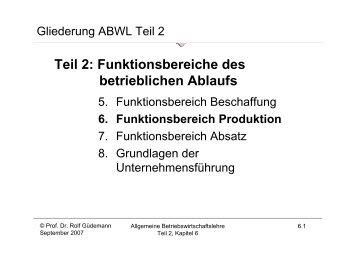 Teil 2: Funktionsbereiche des betrieblichen Ablaufs - guedemann