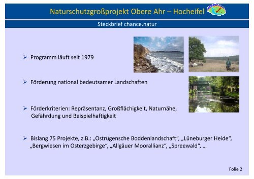 Sachstandbericht Naturschutzgroßprojekt Obere Ahr – Hocheifel