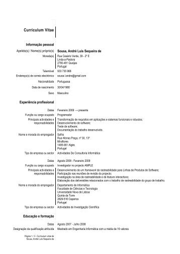 Curriculum Vitae - CITI - Universidade Nova de Lisboa