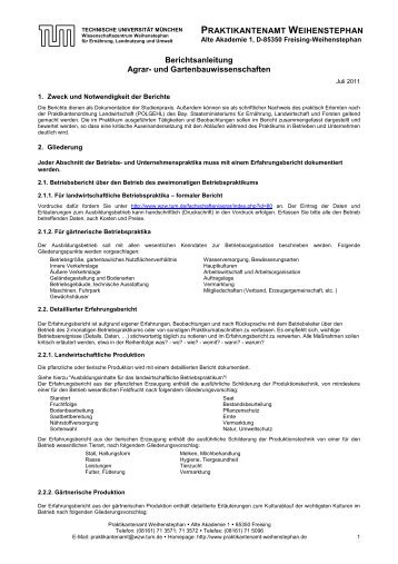 Berichtsanleitung - Praktikantenamt Weihenstephan