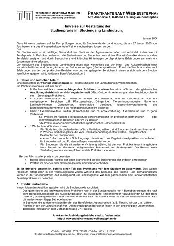 Studienpraxis Landnutzung, Bachelor - Praktikantenamt ...