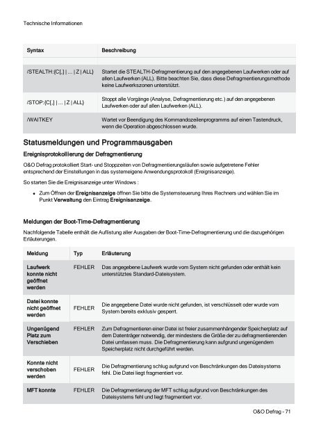 O&O Defrag 17 Handbuch - O&O Software