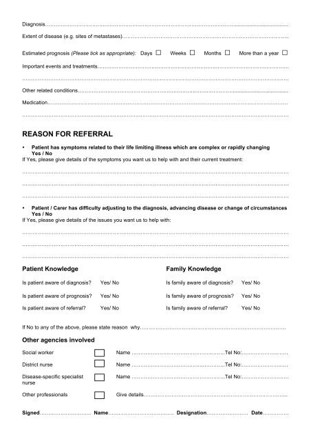 Hospice referral form - Wigan & Leigh Hospice