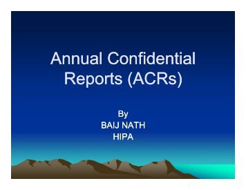 Annual Confidential Reports (ACRs) - HIPA