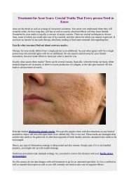 Treatment for Acne Scars: Crucial Truths That Every person Need to Know