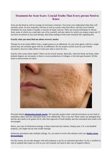 Treatment for Acne Scars: Crucial Truths That Every person Need to Know